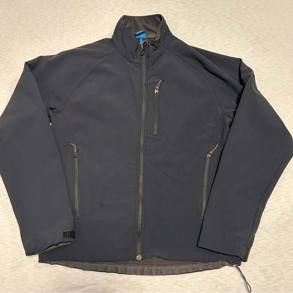 EMS SoftShell Fleece Full Zip Jacket Black Men's S Small Eastern Mountain Sports